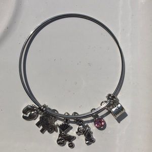 NWT, Handmade by A Charmed Life. Silver Adjustable Bangle Bracelet